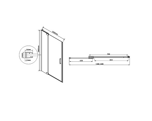 Душевая дверь Vincea Extra 120 VDP-1E1112CL профиль Хром стекло прозрачное
