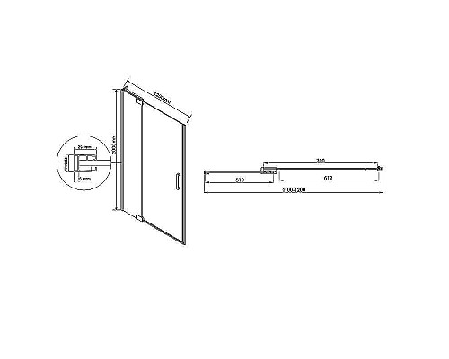 Душевая дверь Vincea Extra 120 VDP-1E1112CL профиль Хром стекло прозрачное