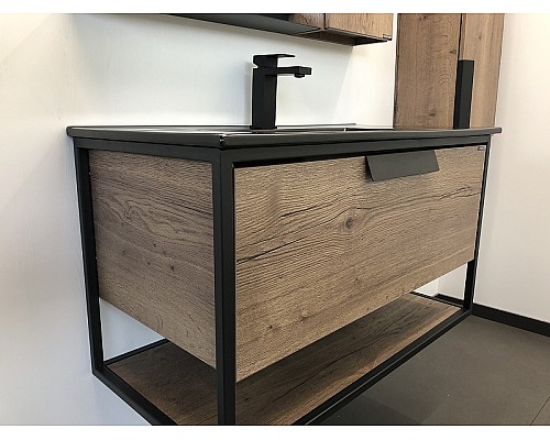 Тумба с раковиной Comforty Бонн 90 00-00001937 подвесная Дуб темный