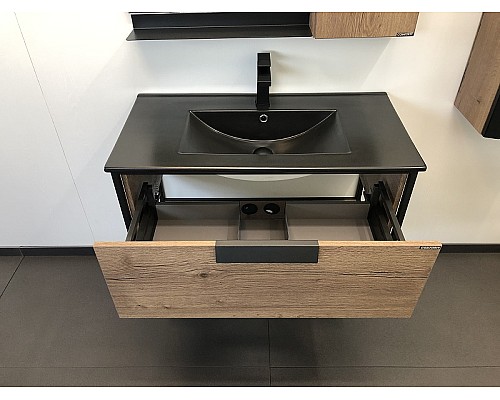 Тумба с раковиной Comforty Бонн 90 00-00001937 подвесная Дуб темный