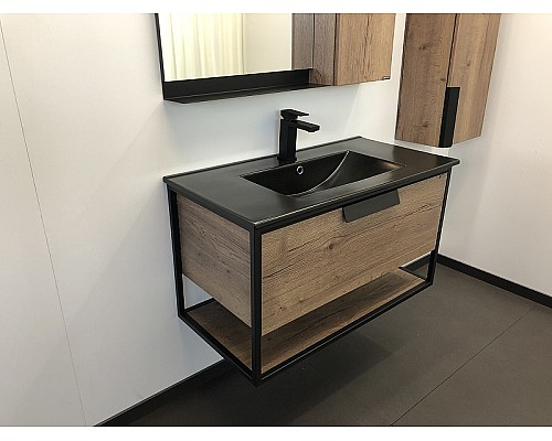 Тумба с раковиной Comforty Бонн 90 00-00001937 подвесная Дуб темный