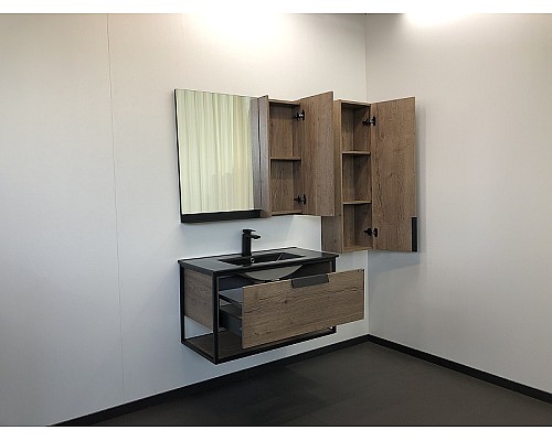 Тумба с раковиной Comforty Бонн 90 00-00001937 подвесная Дуб темный