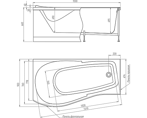 Акриловая ванна Timo Vino 150x90 L VINO1590L
