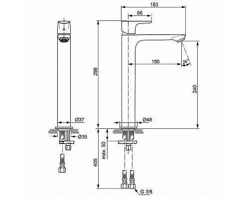 Смеситель для раковины Ideal Standard Connect Air Vessel A7027AA Хром