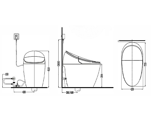 Унитаз электронный Orans IT-808JD с сиденьем микролифт