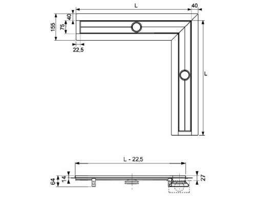 Декоративная решетка угловая TECE drainline basic