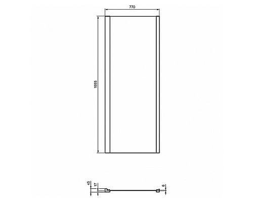 Душевая стенка Ideal Standard Connect 2 80 K9299V3 профиль Черный стекло прозрачное