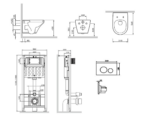 Комплект инсталляция AM.PM Inspire с унитазом и клавишей IS49001.501700