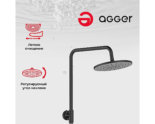 Душевая система Agger Thermo A2451244 Черная