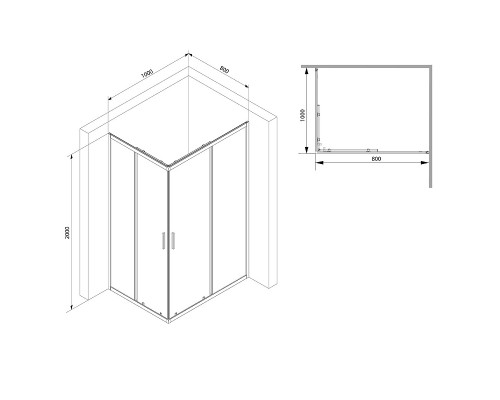 Душевой уголок AM.PM Gem S 100х80 W93G-404-100280-BT Черный матовый