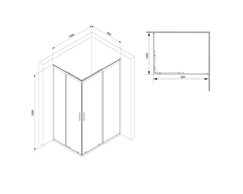 Душевой уголок AM.PM Gem S 100х80 W93G-404-100280-BT Черный матовый