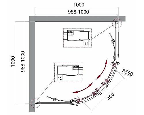 Душевой уголок BelBagno Uno 100х100 UNO-195-R-2-100-C-Cr профиль Хром стекло прозрачное