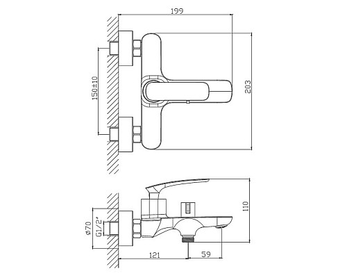 Смеситель для ванны Haiba HB60616 Хром