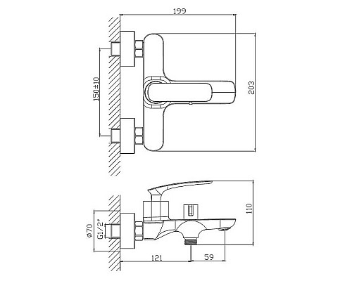 Смеситель для ванны Haiba HB60616 Хром