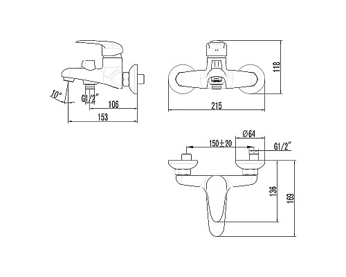 Смеситель для ванны Lemark Pramen LM3314C Хром
