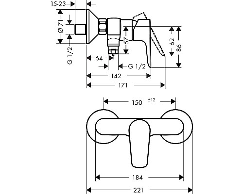 Смеситель для душа Hansgrohe Talis E 71760140 Шлифованная бронза