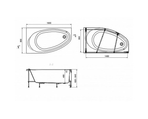 Панель фронтальная для акриловой ванны Corfu 160х90 левая 259975000 Roca