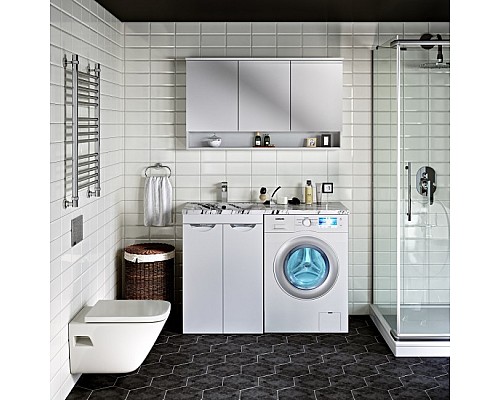 Тумба под раковину Runo ЛИРА 60 УТ000003443 белый мрамор,правое крыло