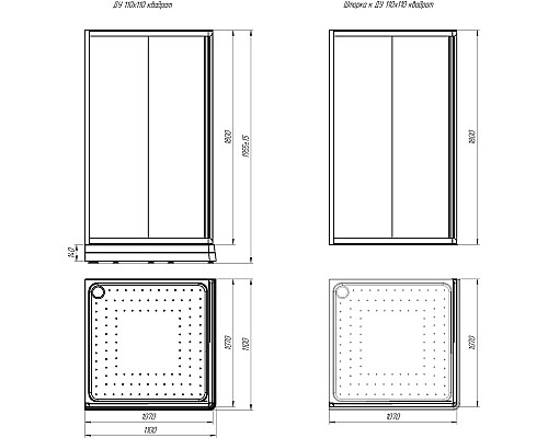 Душевой уголок Radomir 110x110 1-03-1-0-0-1200 с поддоном профиль Белый стекло прозрачное