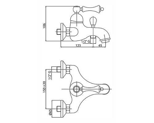 Смеситель для ванны Cezares MARGOT-VM-02-Bi
