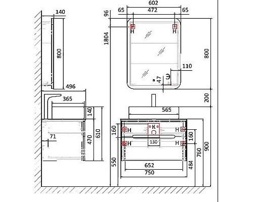 Зеркальный шкаф Jorno Bosko 60 Bos.03.60/W с подсветкой с часами