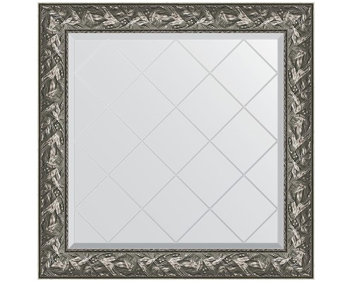 Зеркало Evoform Exclusive-G 89х89 BY 4329 с гравировкой в багетной раме - Византия серебро 99 мм