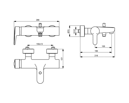 Смеситель для ванны Ideal Standard Connect Blue Хром