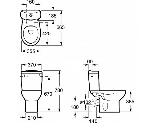 Унитаз компакт Roca Victoria 34239U000 без бачка и сиденья