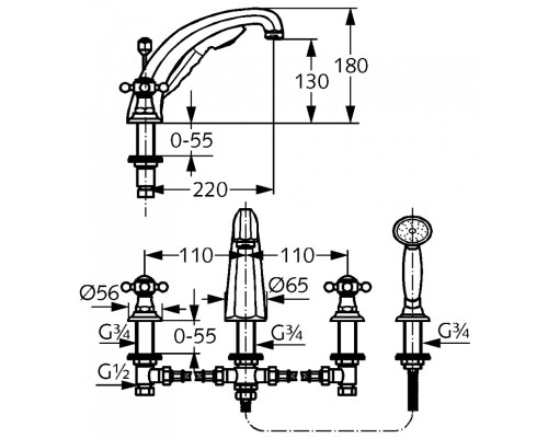 Смеситель для ванны и душа Kludi Adlon 515240520