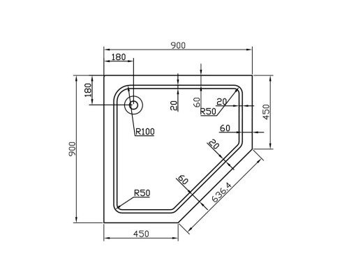 Акриловый поддон для душа Vincea 90x90 Белый, арт