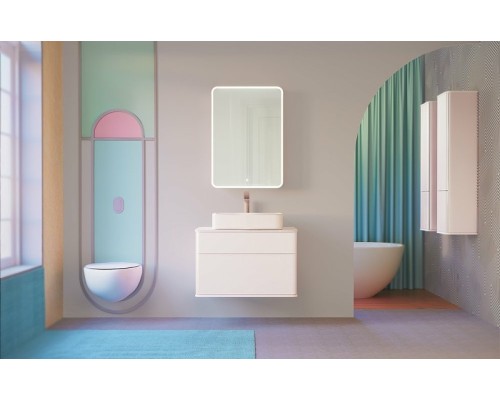Зеркальный шкаф Jorno Pastel 60 с подсветкой Белый жемчуг