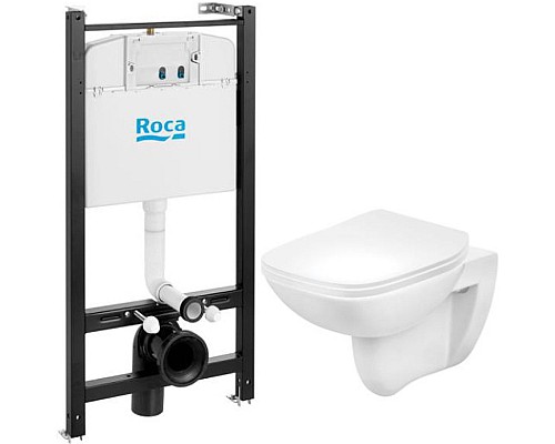 Комплект унитаза с инсталляцией Roca Debba Pack Rimless 893104970 с сиденьем Микролифт без клавиши смыва