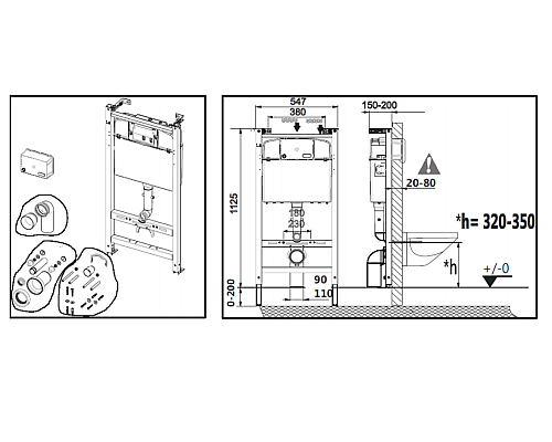 Комплект унитаза с инсталляцией Roca Debba Pack Rimless 893104970 с сиденьем Микролифт без клавиши смыва