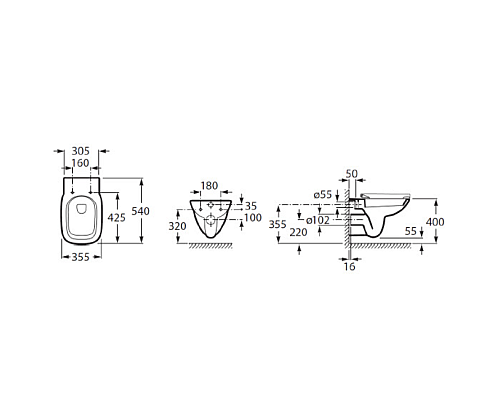Комплект унитаза с инсталляцией Roca Debba Pack Rimless 893104970 с сиденьем Микролифт без клавиши смыва