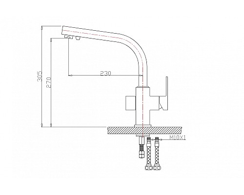 Смеситель для кухни под фильтр ZORG Zorg Sanitary ZR 311 YF- КВАРЦ