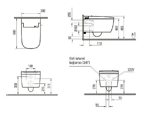 Интеллектуальный подвесной унитаз VitrA V-Care 5674B003-6193