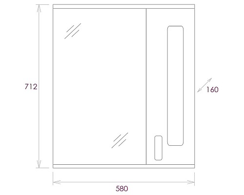 Зеркало со шкафом Onika Кристалл 58.01 205818 с подсветкой Белое