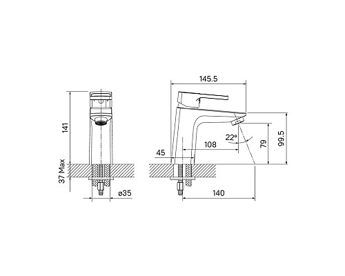 Смеситель для раковины Iddis Bild BILBL00i01 Черный матовый