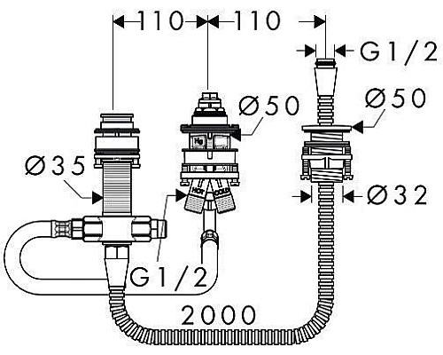 Скрытая монтажная часть для смесителя Hansgrohe 13439180