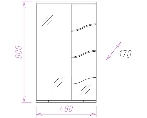 Зеркало со шкафом Onika Лайн 48.01 204802 с подсветкой Белое