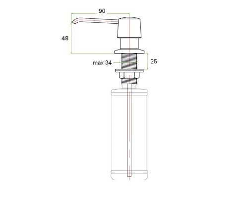 Дозатор встраиваемый ZORG ZR-20 ЧЕРНЫЙМЕТАЛЛ