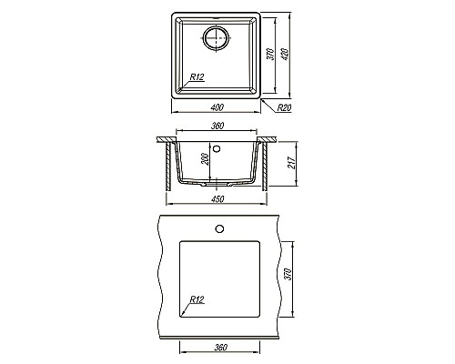 Кухонная мойка Lemark Sinara 400-U 9910061 Антрацит
