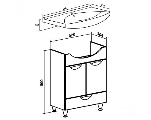 Тумба под раковину Runo БАРСЕЛОНА 65 00000001035