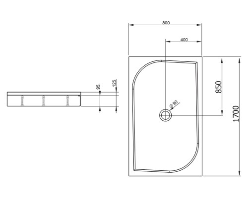 Душевой поддон из искусственного камня Radaway Paros D 80x170x13 белый