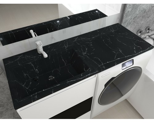 Раковина над стиральной машиной Stella Polar Мадлен 120 левая, черный мрамор