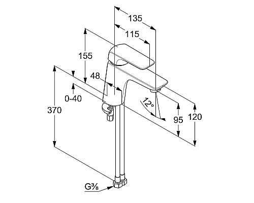 Однорычажный смеситель для раковины Kludi Ameo 410260575