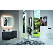 Тумба без раковины Armadi Art Vallessi 120x46cm АНТРАЦИТ глянец 2 полки