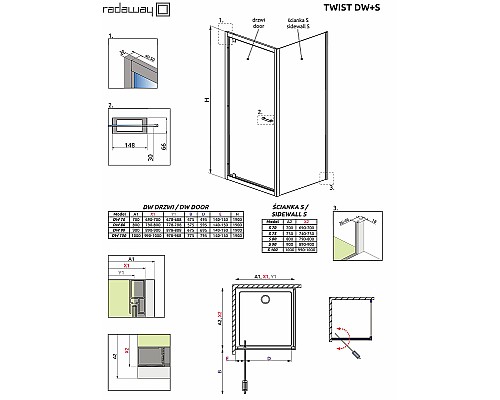 Душевая стенка Radaway Twist S 80 382011-08 профиль Хром стекло коричневое