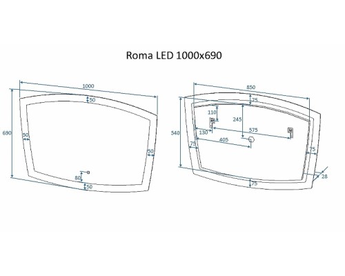 Зеркало Art&Max Roma AM-Rom-1000-700-DS-F с подсветкой с сенсорным выключателем