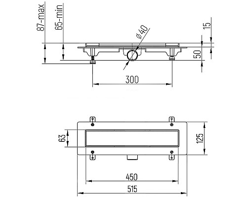Душевой лоток Paini Klasik 450 CH450KN с решеткой под плитку